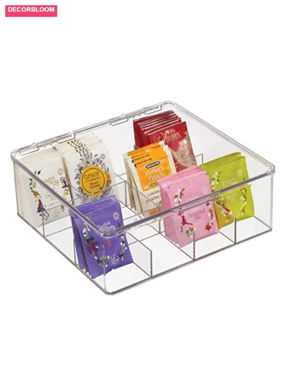 Kitchen Pantry Storage Box with 12 Compartments, Clear Plastic Organizer